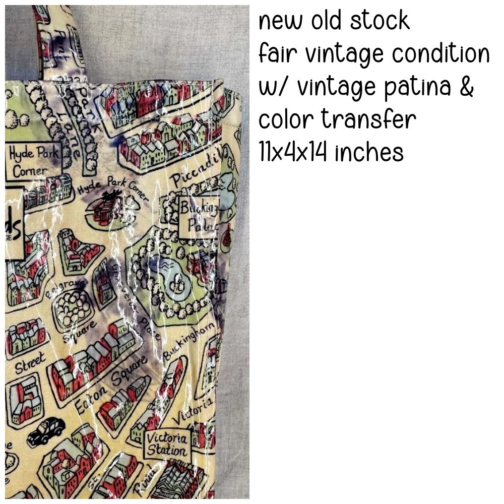 Harrods Knightsbridge London Map Tote Bag | vintage PVC medium shopper