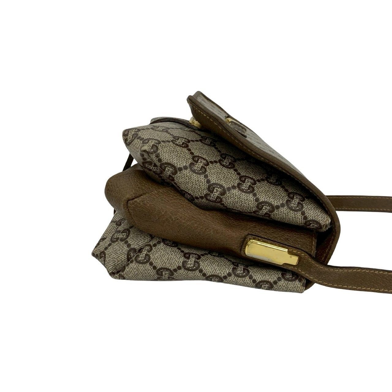 Gucci Brown Leather PVC Shoulder Bag 6.5in x 17.5in x 6.5in