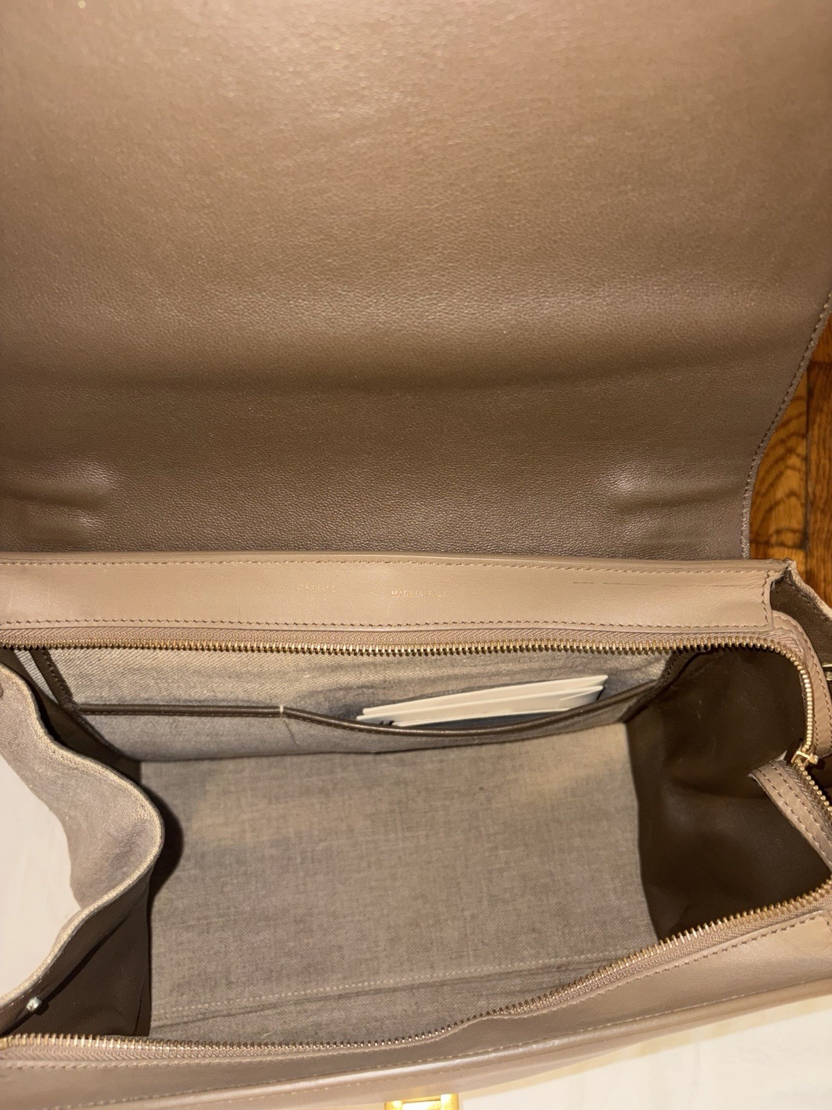 Celine Trapeze Bag Leather Canvas Brown