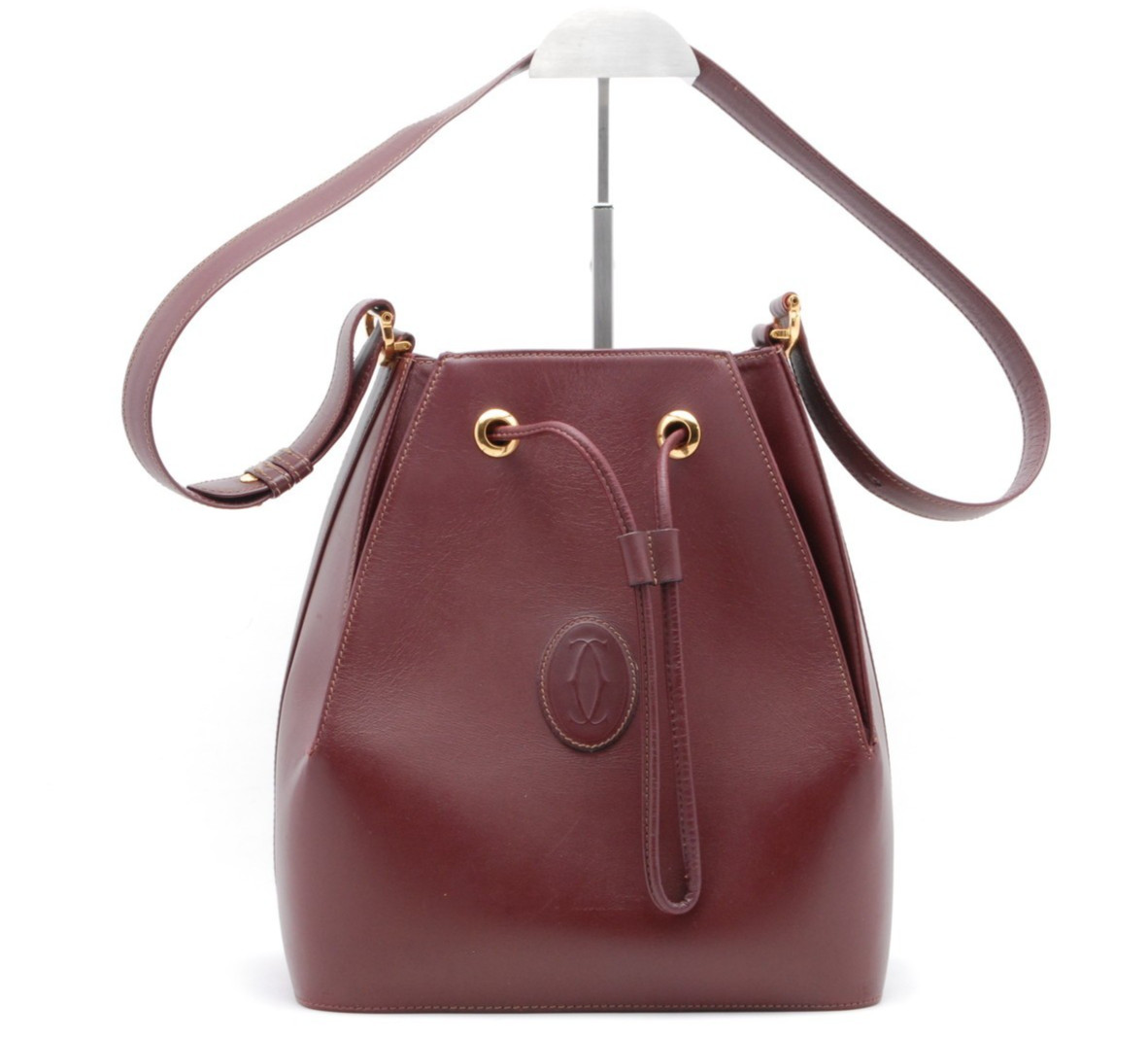 Cartier Must de Cartier Burgundy Leather Drawstring Shoulder Bag Vintage Spain