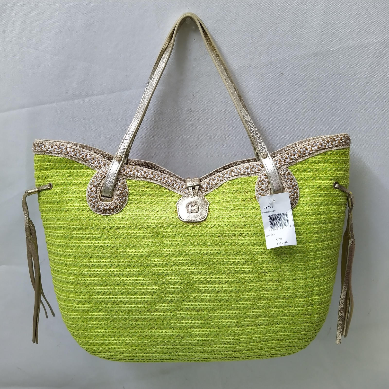Eric Javits Luxury Watuti Chartreuse Green Straw Shoulder Bag – NWT $475