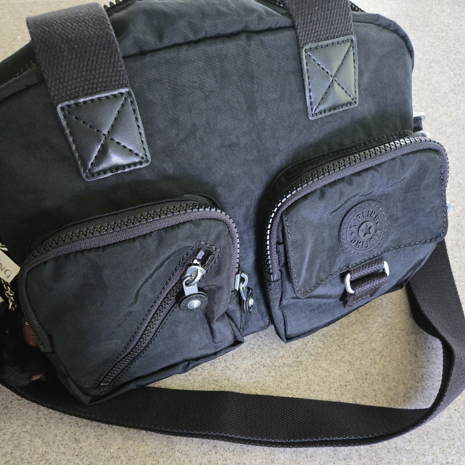 Kipling Women’s Black Tonal Defea Nylon Crossbody Bag with Adjustable Strap NWT