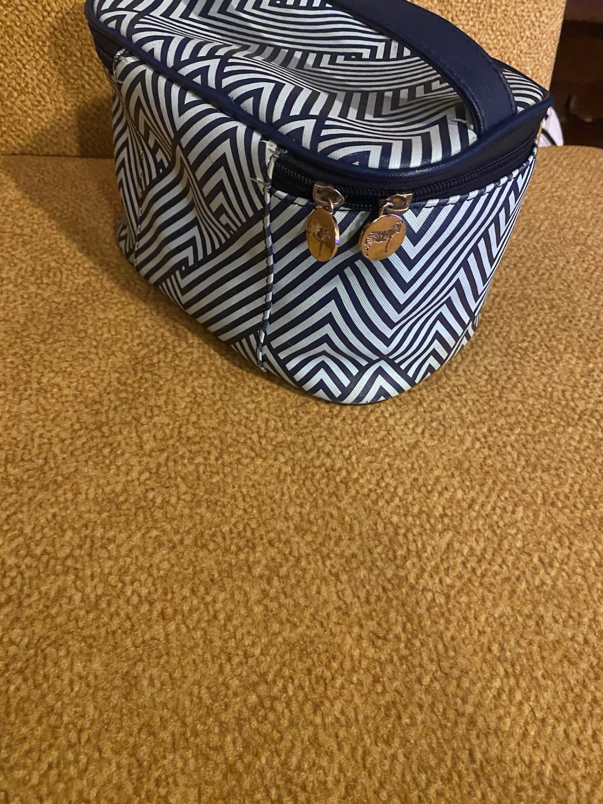 Dabney Lee Tote Bag Zig Zag Pink Green Geometric Design Makeup Bag
