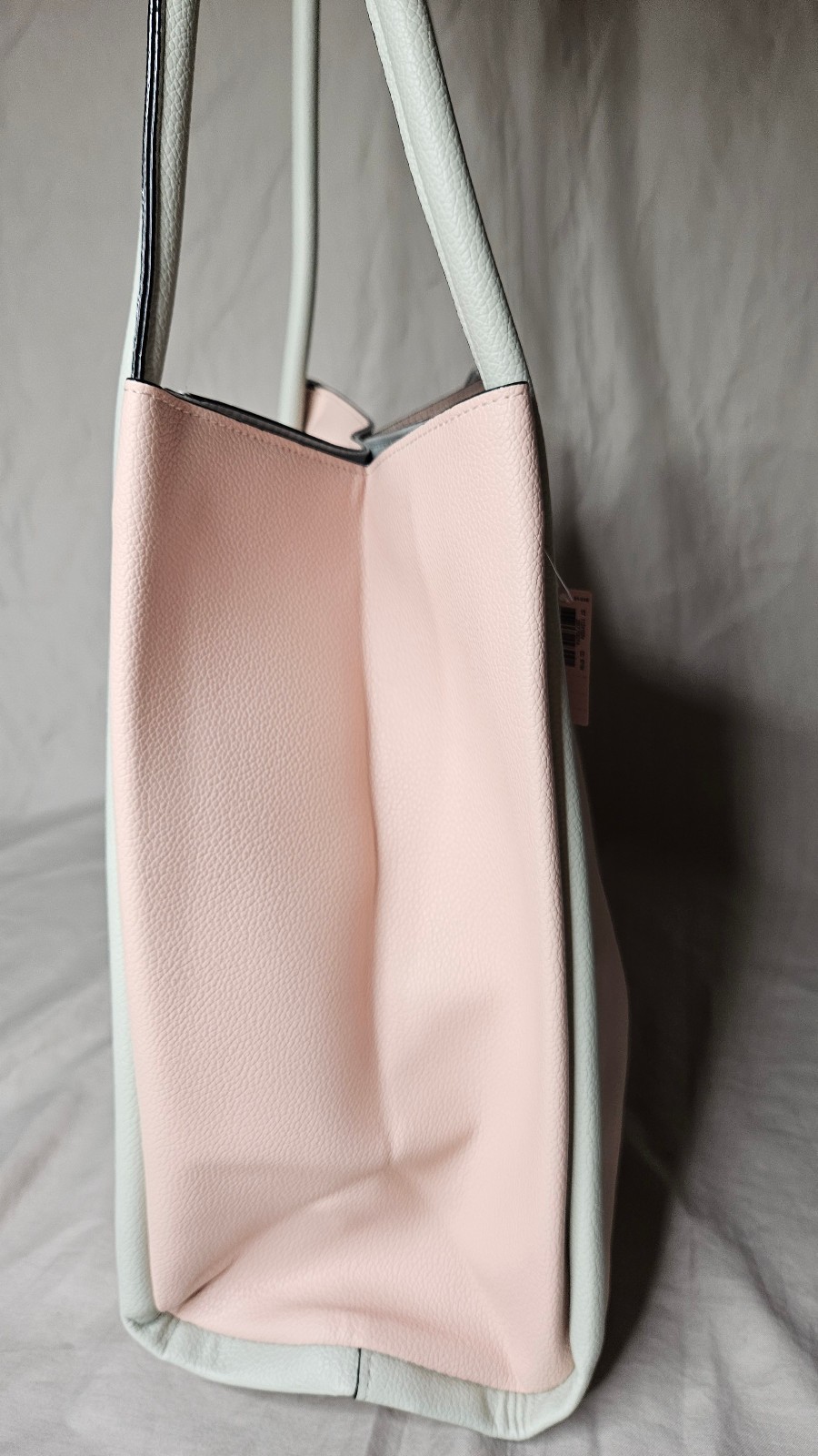 Victorias Secret Satchel Tote Bag Shoulder Handbag Pink White Trip Faux Leather