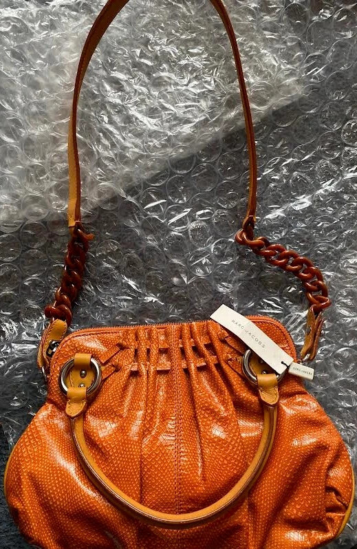 1 MARC JACOBS BAG PURPLE JEN or ORANGE CECILIA Leather snake embossed $1,400 NWT