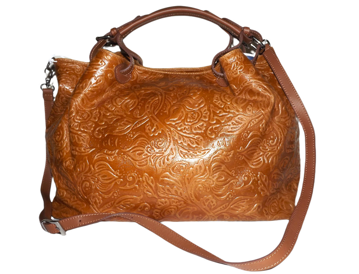 ISADORA OF FLORENCE LARGE ITALIAN LEATHER SATCHEL SHOULDER BAG COGNAC