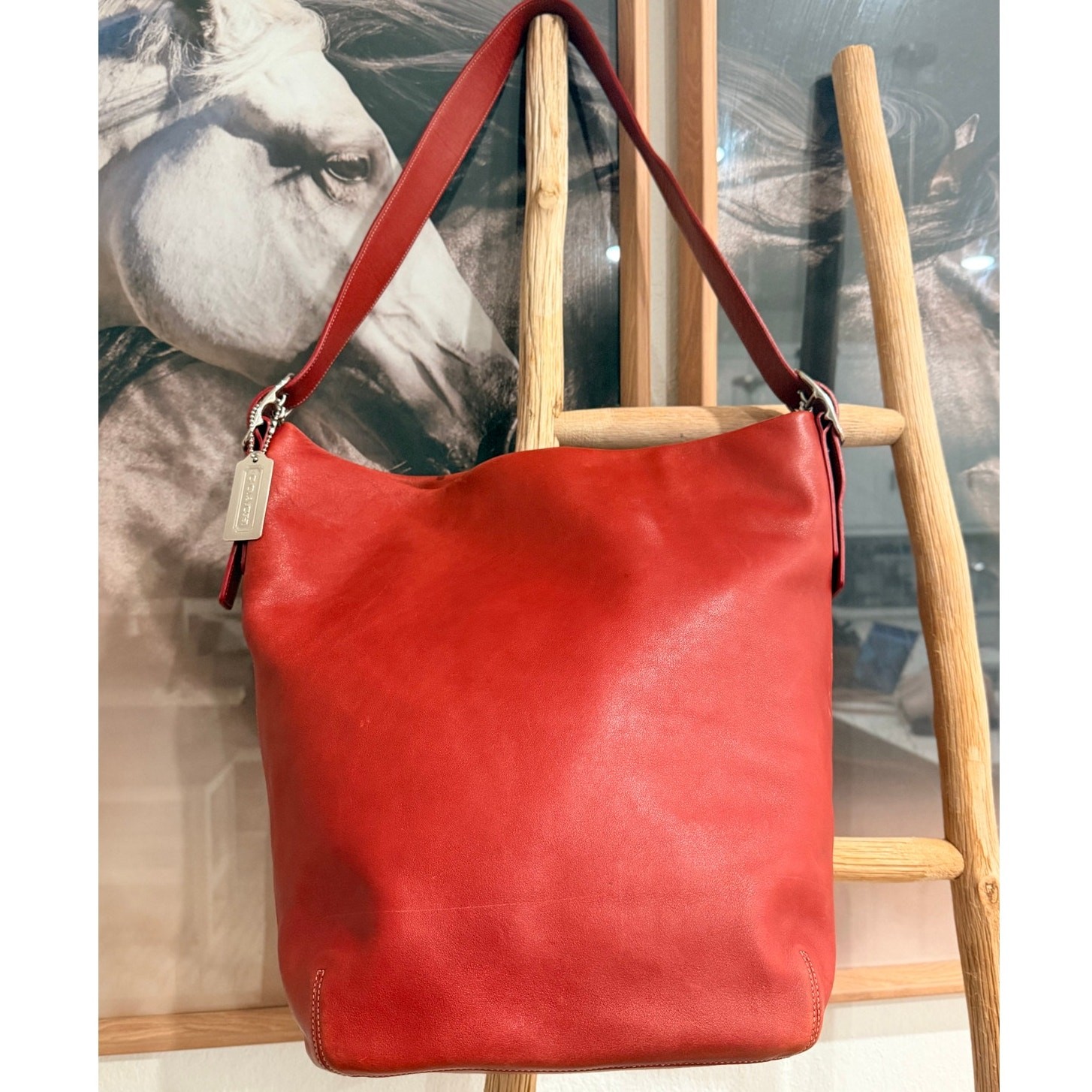 Vintage Coach Legacy Large Duffle Sac 9151 Red Glove Tanned Leather