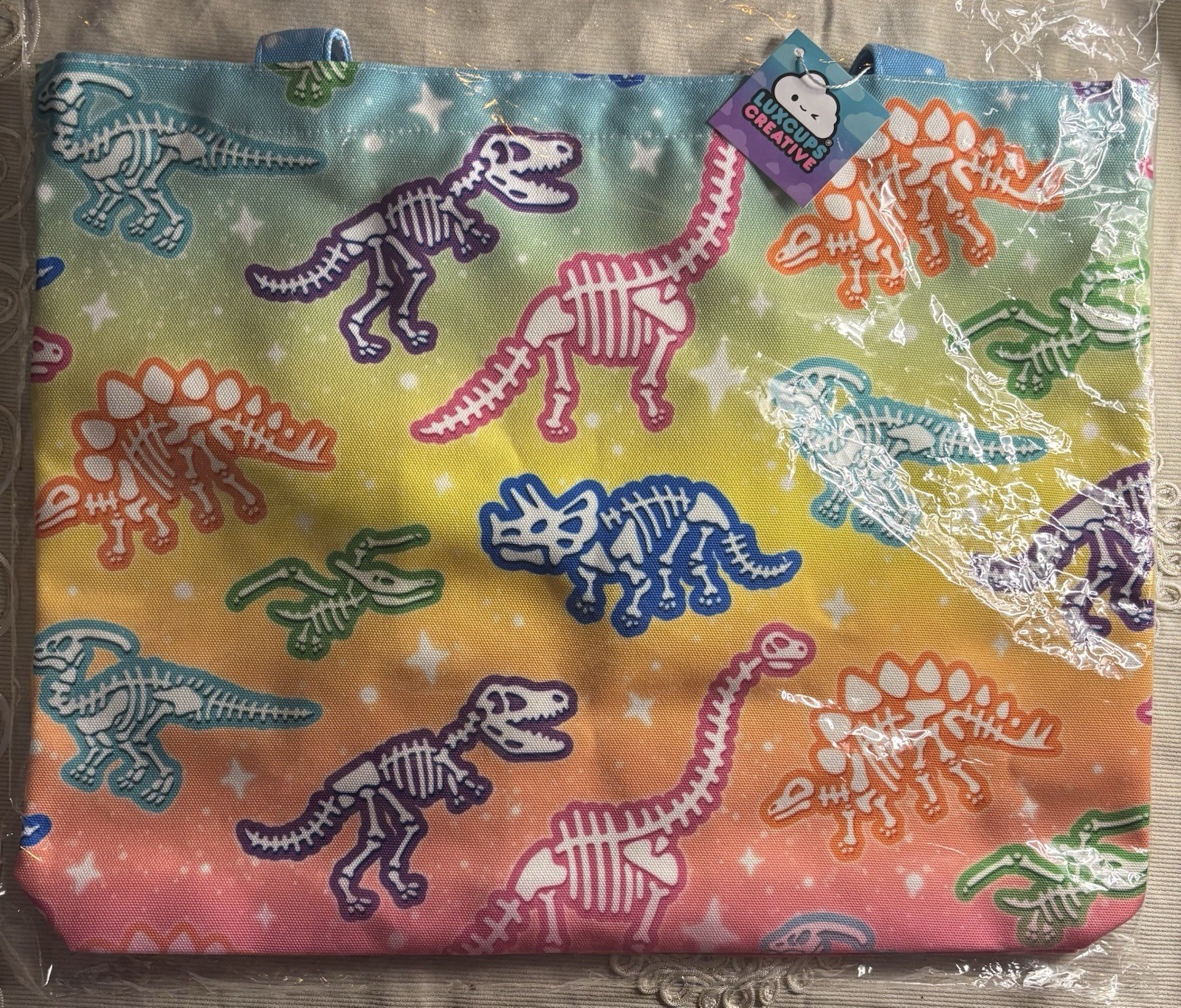 Luxcup’s Creative Dinosaur Print Multicolor Women’s Tote Bag Double Handles