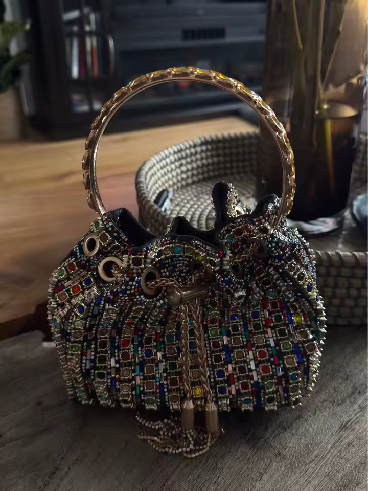 Colorful Rhinestone Firework Polyester Bag Women Sparkly Faux Leather Sling