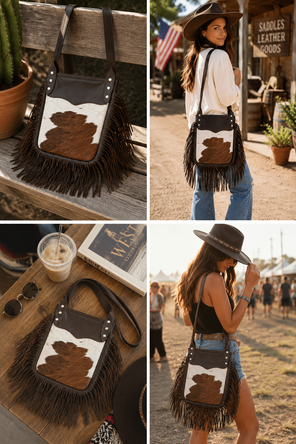 Leather Fringe Bag Western Boho Crossbody Shoulder Purse Cowgirl Tassel Ladies