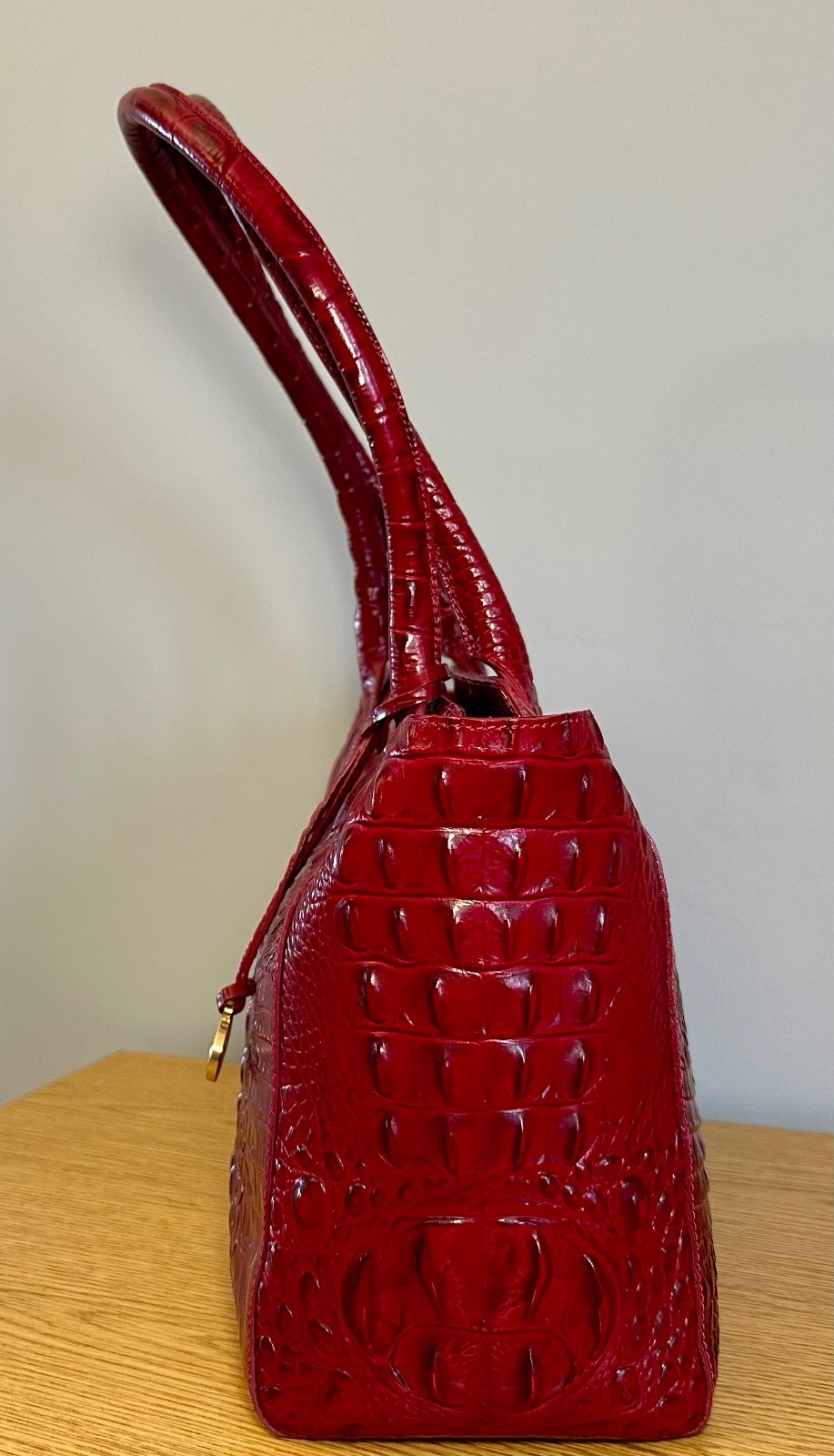 Brahmin Mallory Zip Tote Carmine Red Melbourne Croc Embossed Leather NWOT