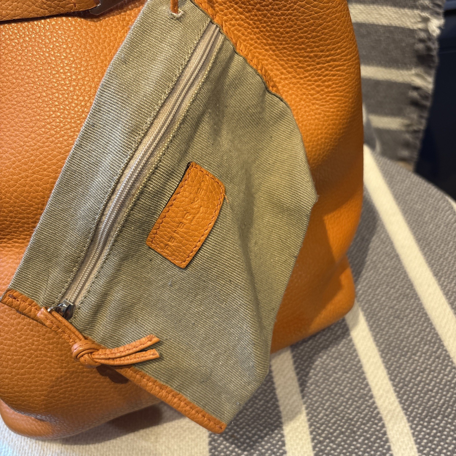 Peter Kent Buenos Aires Orange Leather Bucket Bag