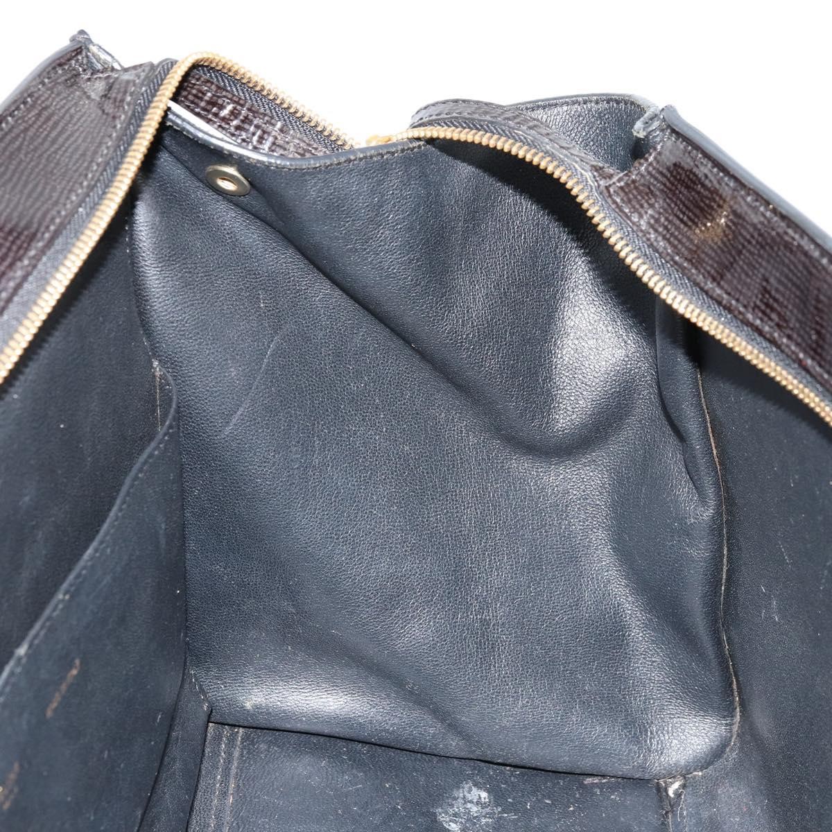 CELINE Trapeze Hand Bag Leather 2way Black Gold Auth 141011