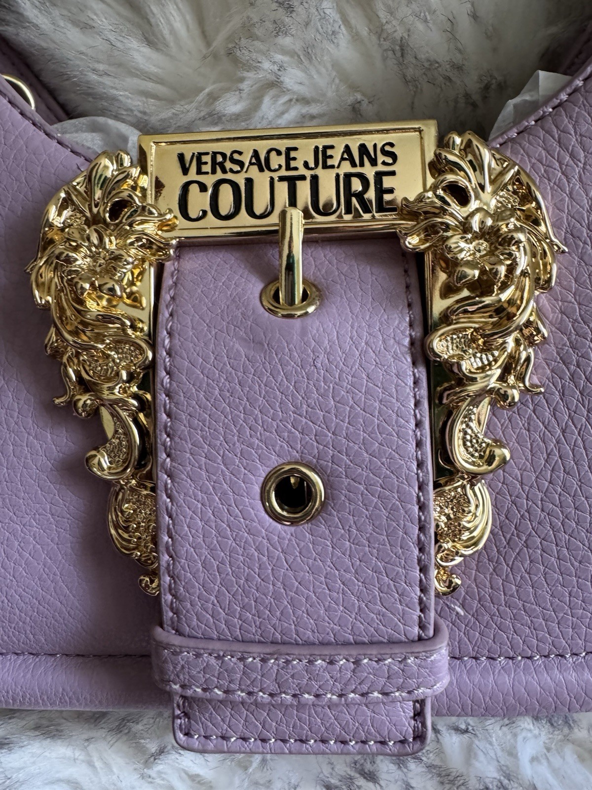 NWT Versace Jeans Couture Purple Leather W/Gold HW Shoulder Bag/Cross Body Purse