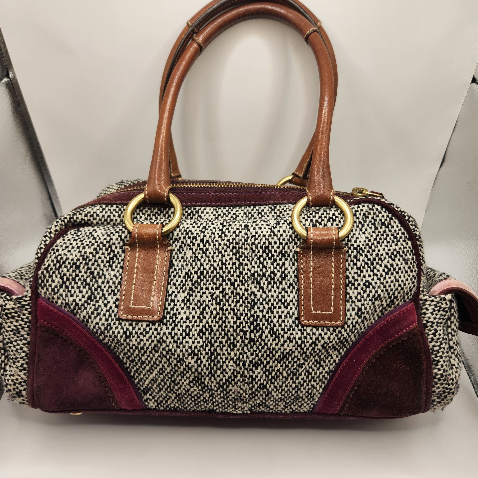 Vintage Coach Soho Tweed Satchel with Swarovski Bow Top Handle Bag 8F03