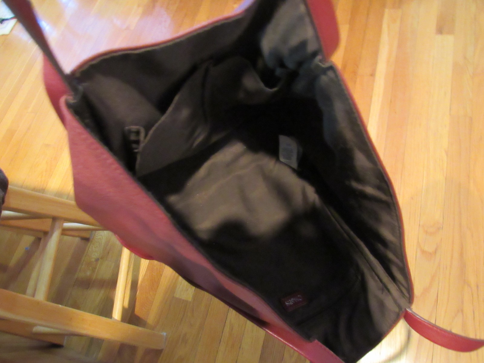 $115 Chaps Maroon Tote Bag Faux Leather Shoulder Purse Travel Large 12″ 12″ 4″