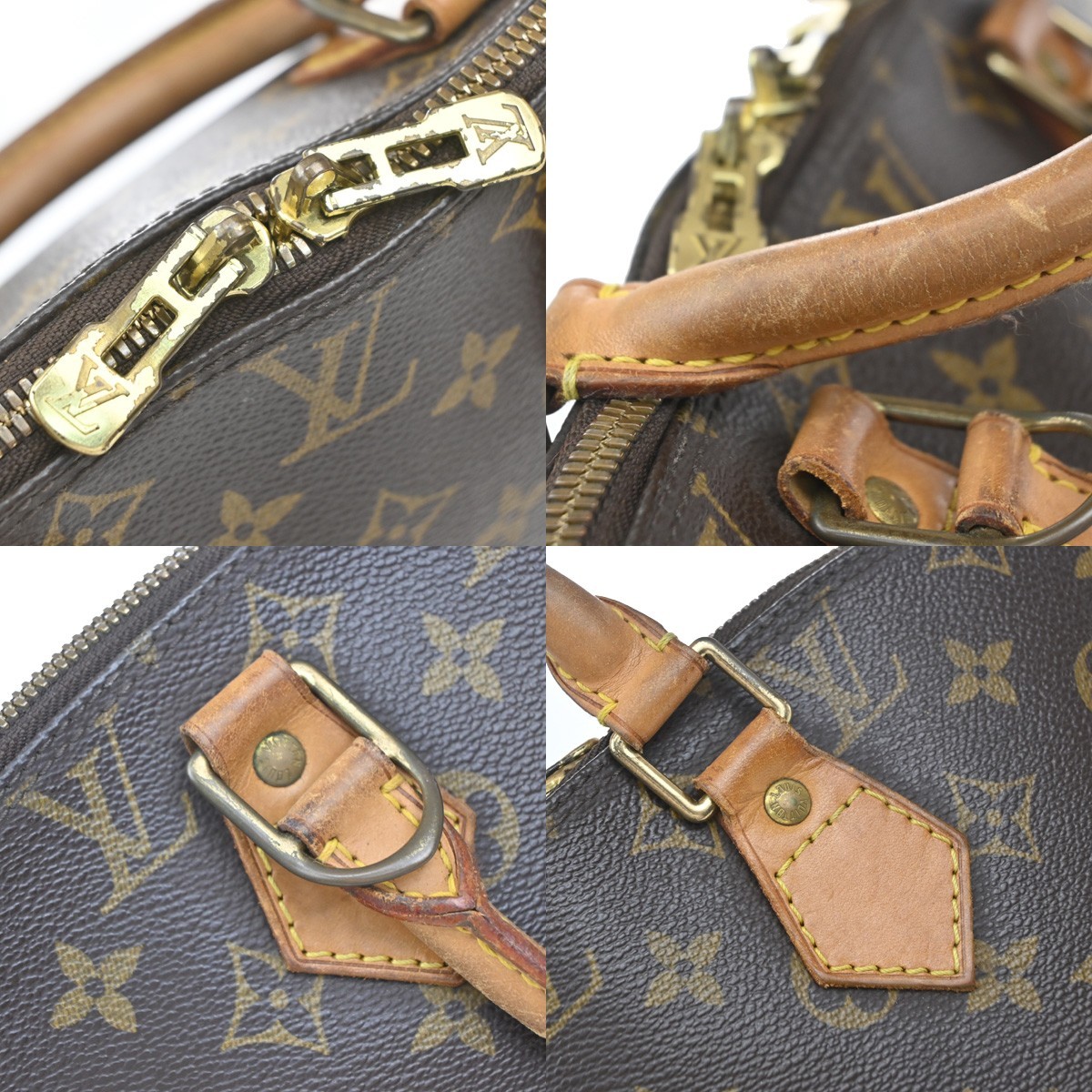 LOUIS VUITTON LV Logo Alma Hand Bag Monogram Leather Brown M51130 89YJ227