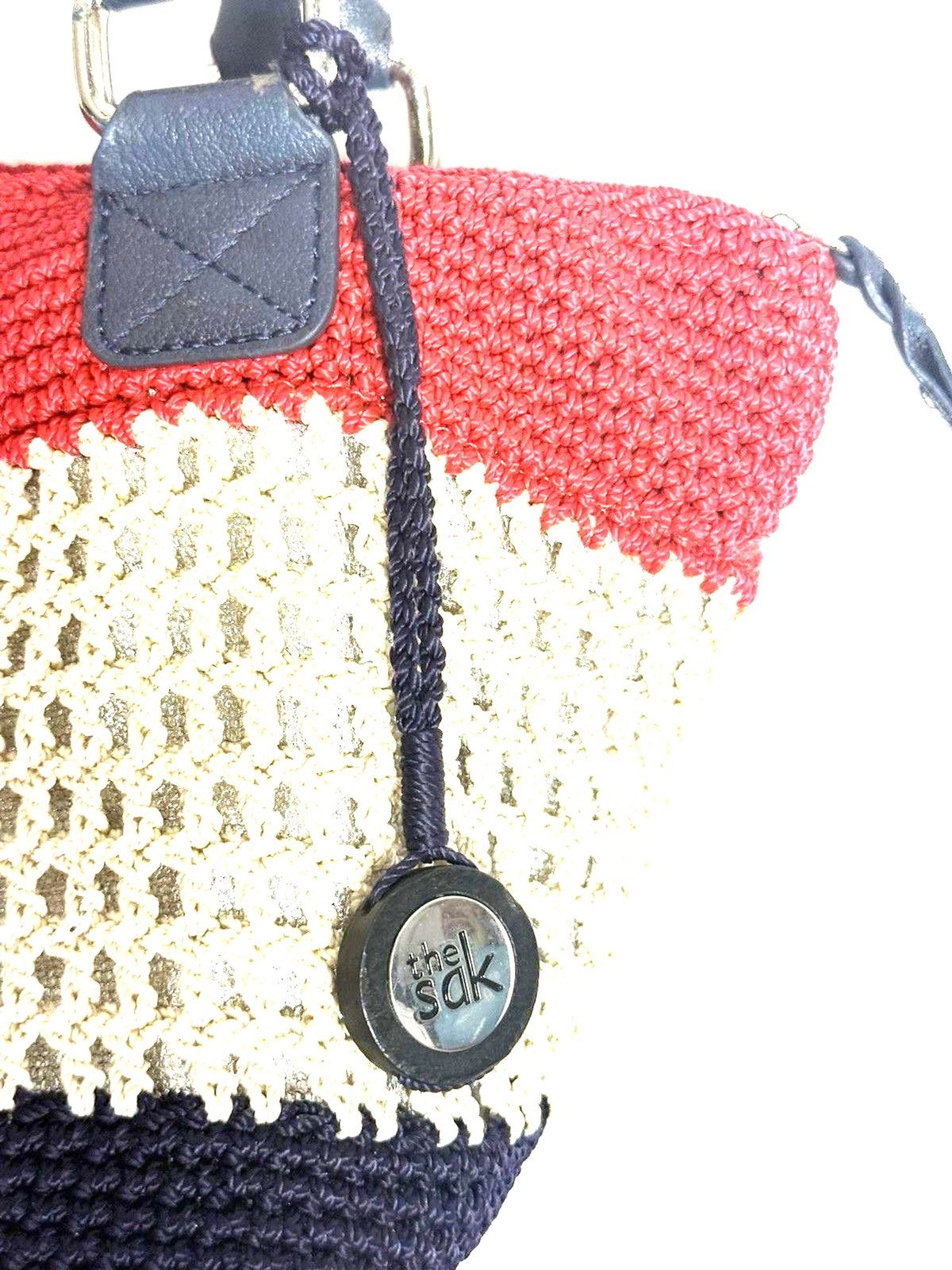 The Sak Cambria Crocheted Bag W/Silver Lining #103903CSL Red/Wht/Blue