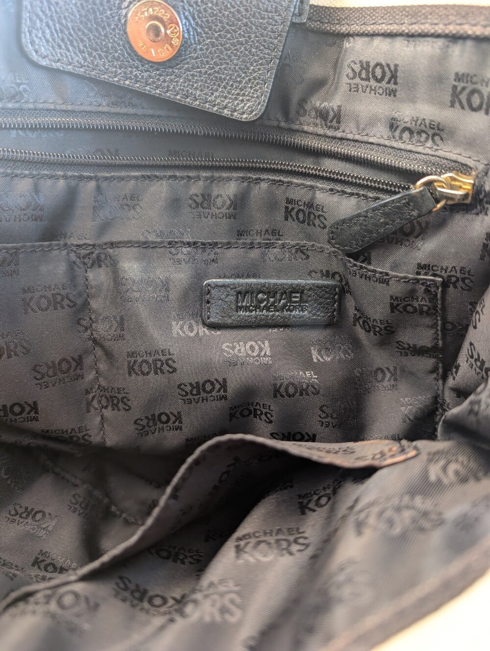 Michael Kors Gansevoort large belted tote in black and white stripe canvas
