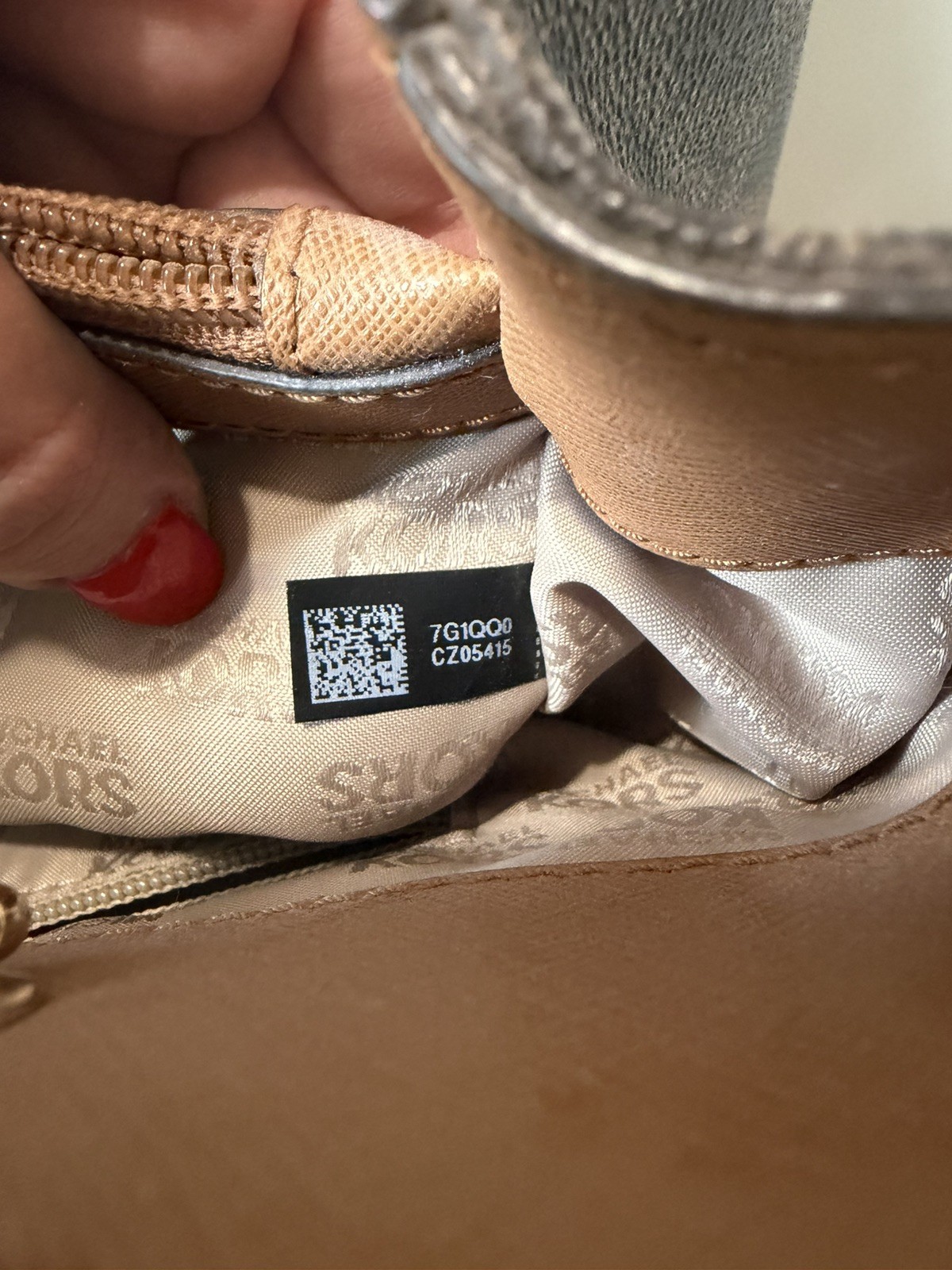 Michael Kors Monogram Tote Bag Brown Chain Gold Hardware Charm Multi Pocket
