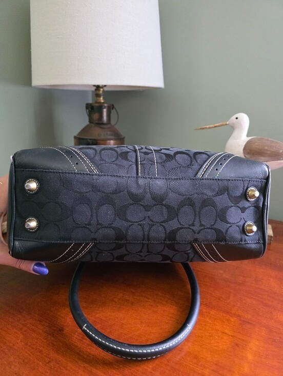 Coach 10532 Hamptons Signature Satchel Black Jacquard Leather Bag Y2K