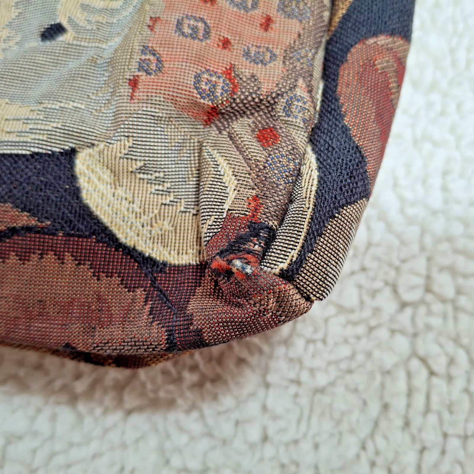 Vintage Teddy Bear Themed Tapestry Tote Shoulder Bag Gobelin Weave