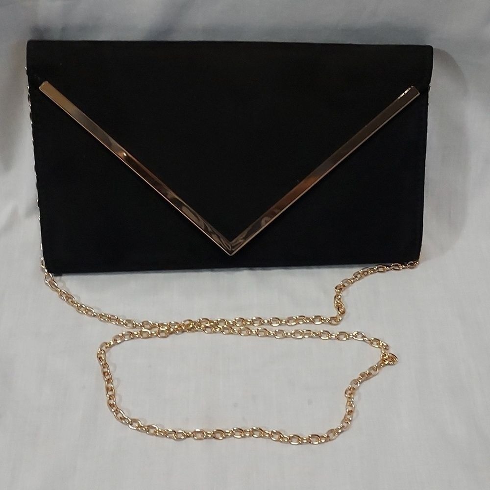 NEW Aldo Varina Black Suede Envelope Clutch Crossbody Handbag
