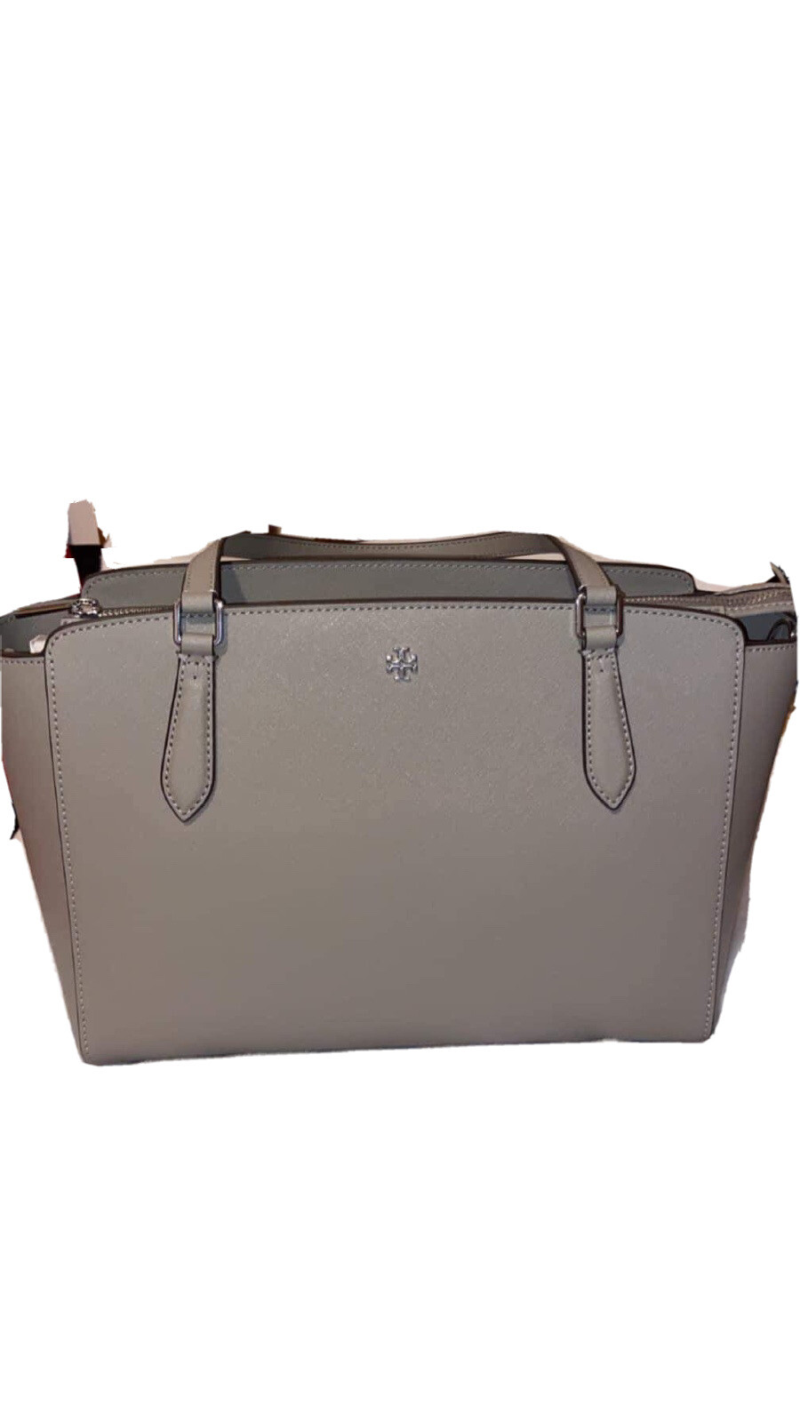 Tory Burch Emerson Women’s Small Top Zip Tote Handbag – French Grey