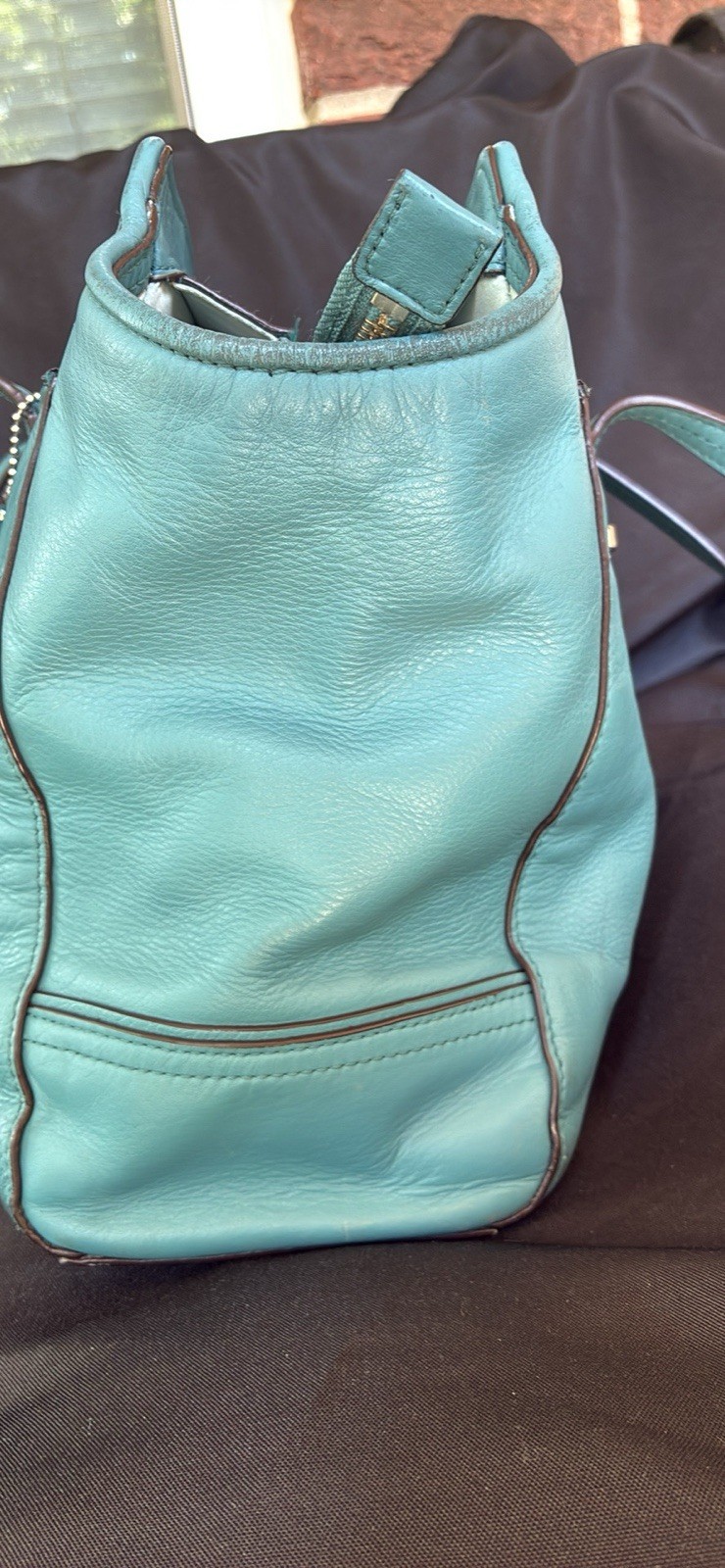 Coach Taylor Leather Alexis Blue Carryall Purse F25205