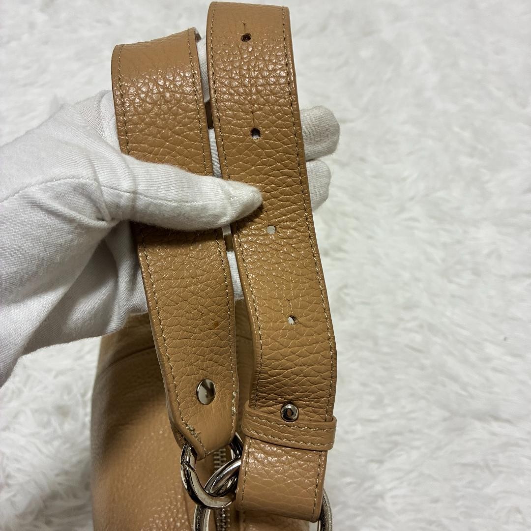 Furla Half Moon Crossbody Shoulder Bag Camel Brown Leather Japan 0610337