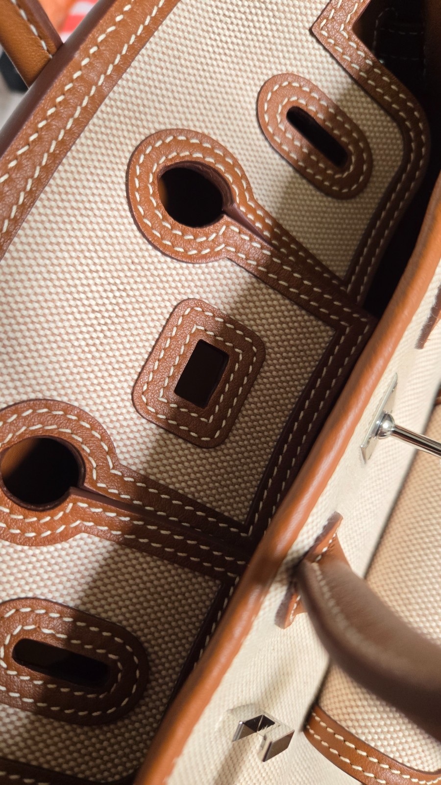 Handmade leather + canvas bag