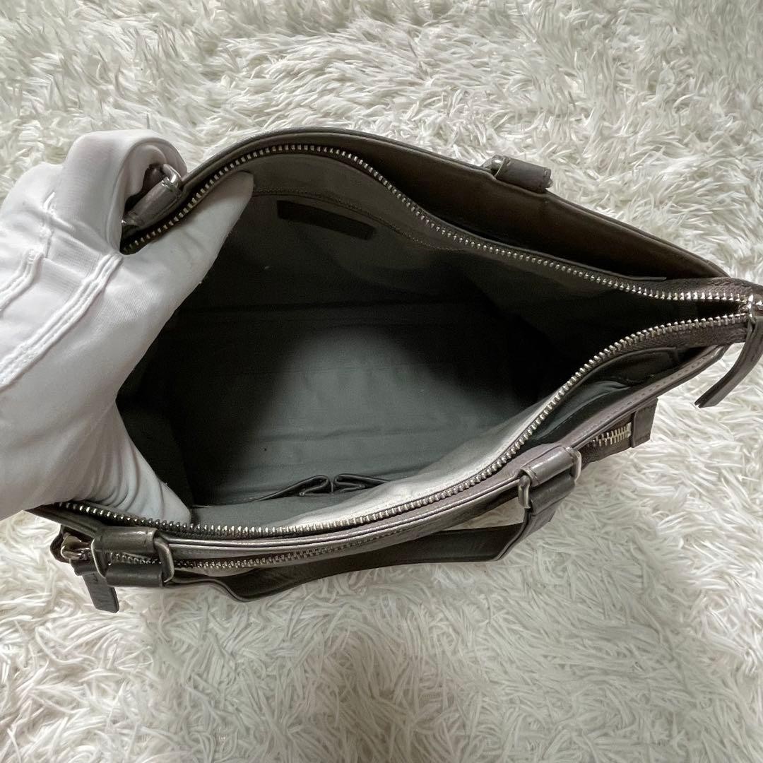 Margaret Howell Leather Handbag Gray Logo Embossed Tote Business Bag Japan