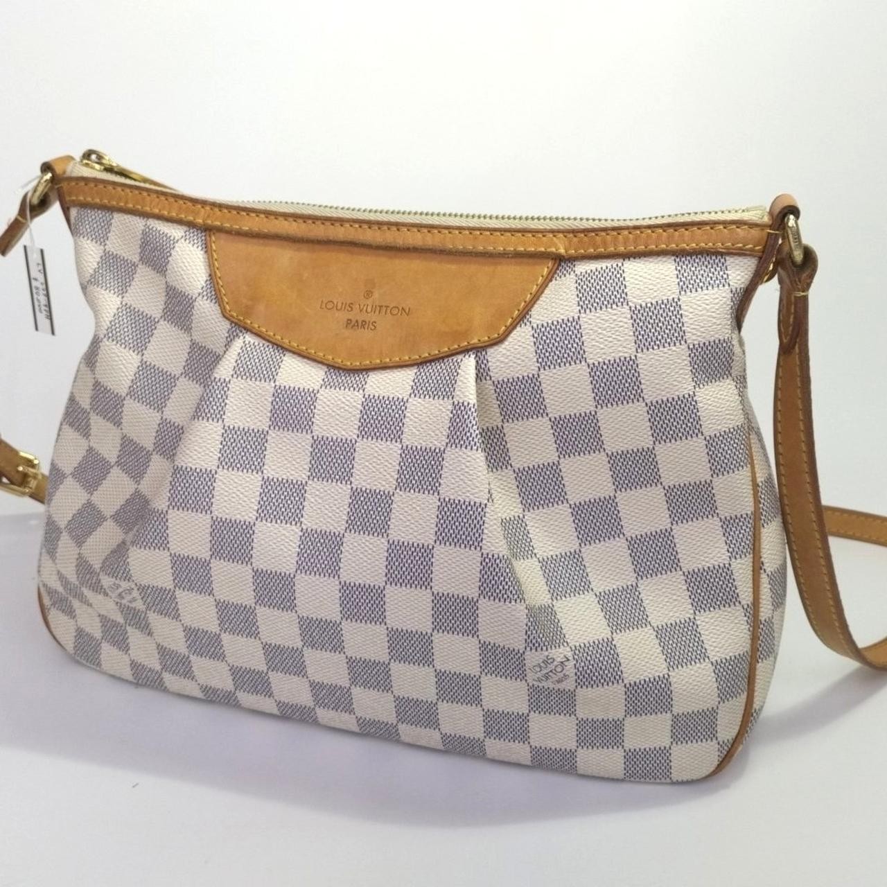 LOUIS VUITTON Siracusa PM Shoulder Bag Damier Azur Leather White N41113 99