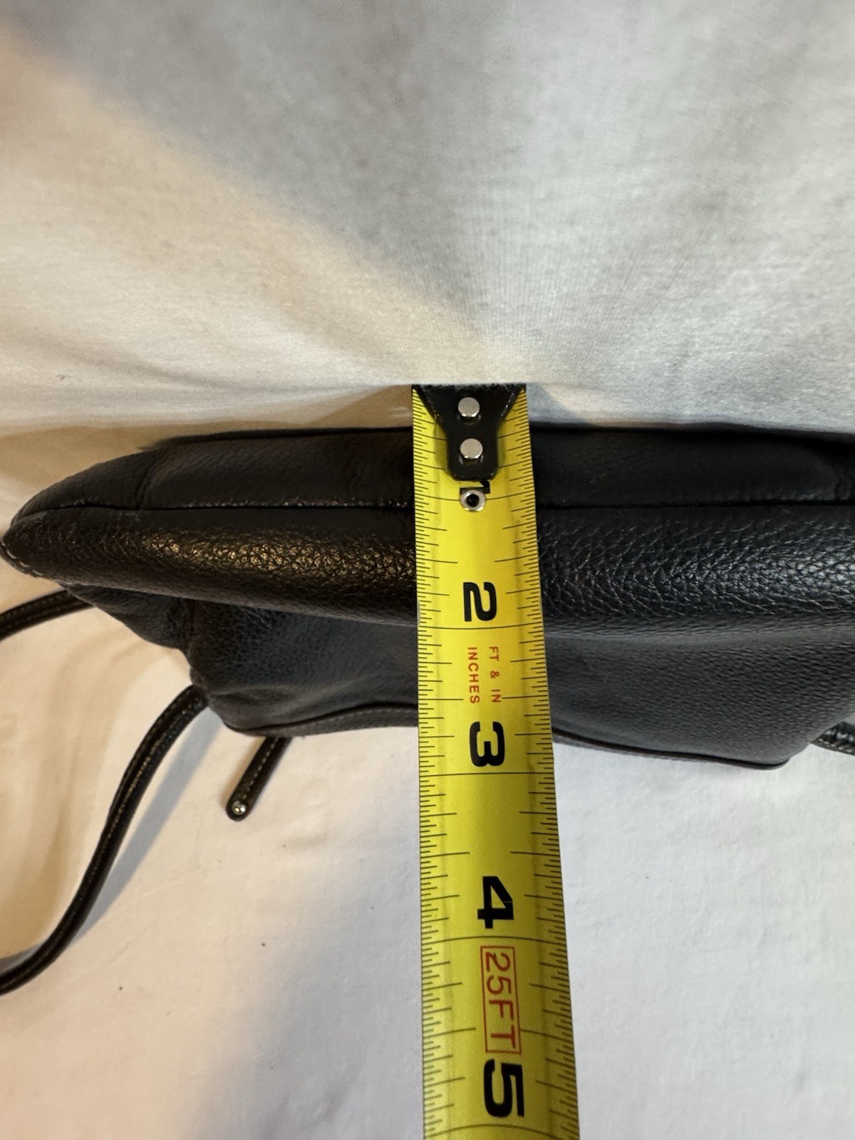 Tignanello Black Pebbled Leather Crossbody Bag White Accent Stitching & Logo