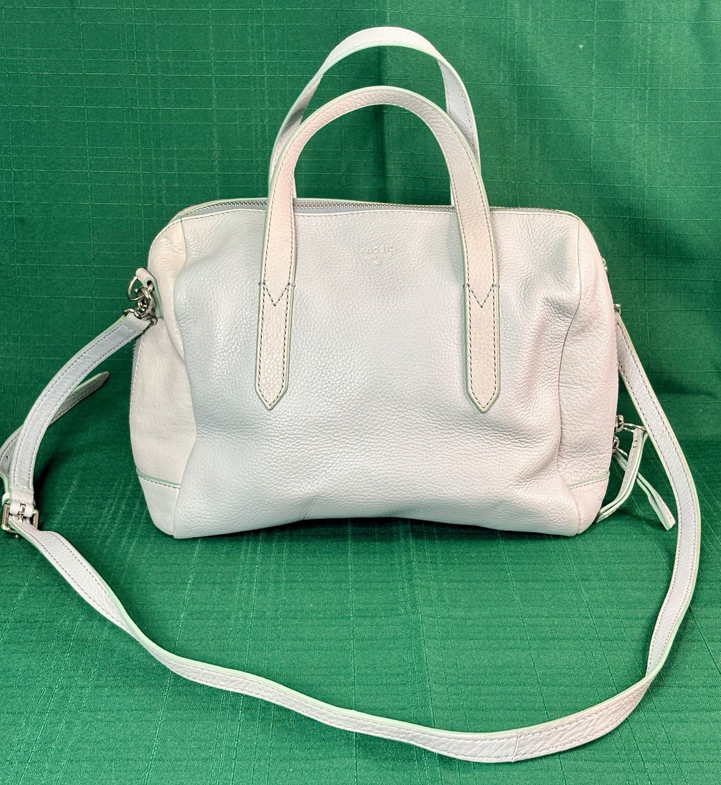 Fossil Light Blue Sydney Zip Bag/ Convertible Sachel Shoulder Bag/ Crossbody
