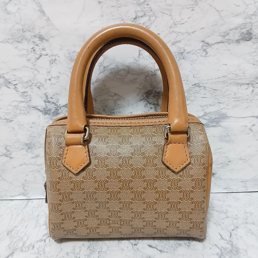 CELINE Vintage Macadam PVC Mini Boston Bag 2Way Crossbody Small Handbag