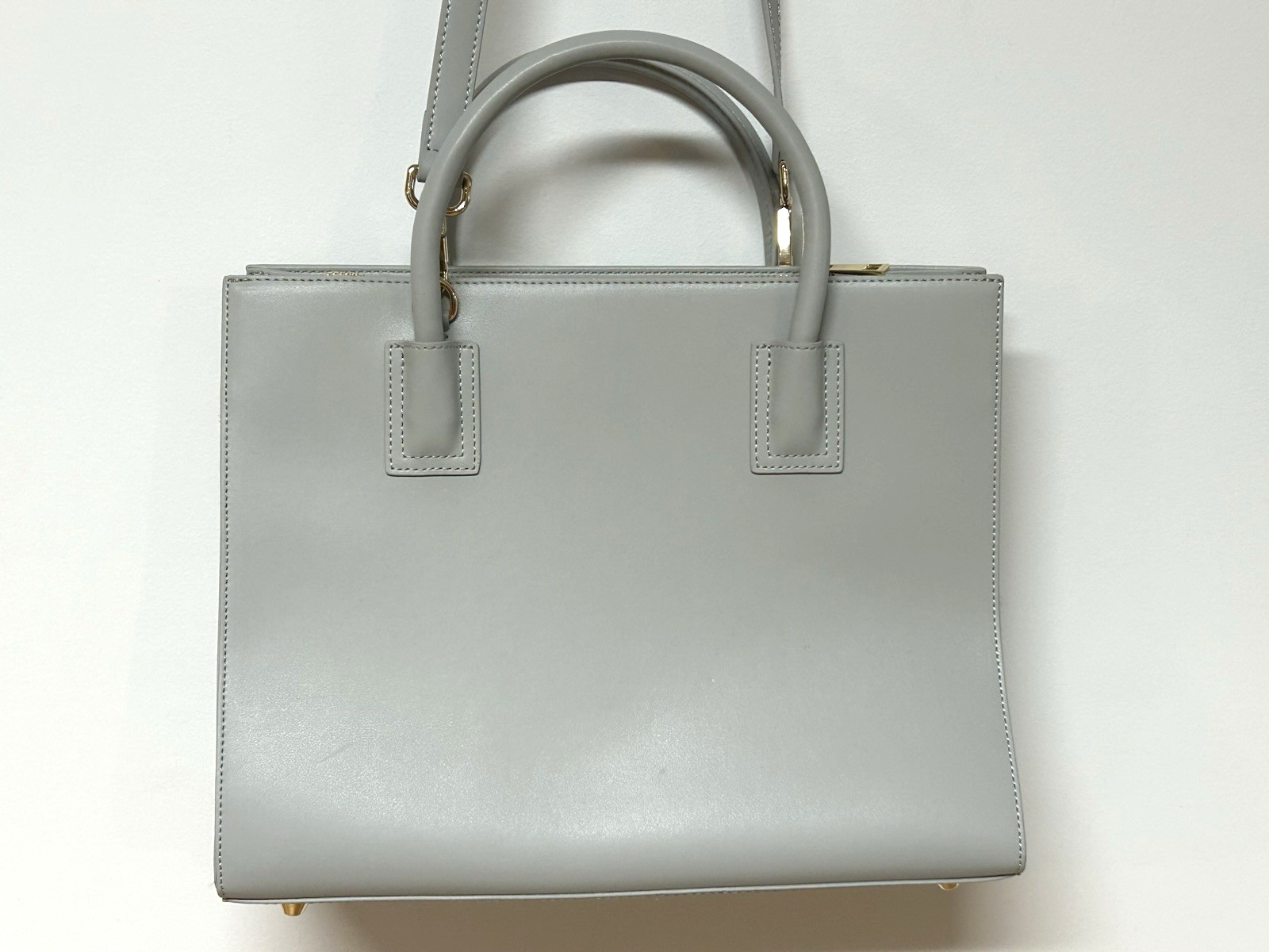 Onna Ehrlich Heidi Leather Briefcase Tote Bag Gray Sleek Quiet Luxury Minimalist