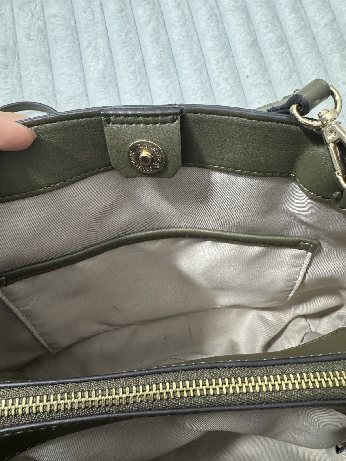 Nine West Green Pebbled Top Handle Satchel, Detachable Strap, Zip/Magnetic