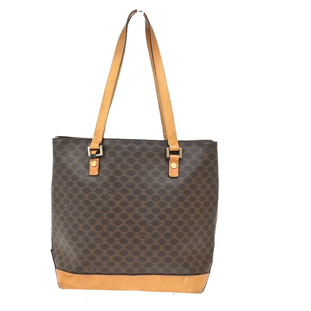 CELINE Logo Macadam Pattern Shoulder Tote Bag PVC Leather Brown Italy 04KP161
