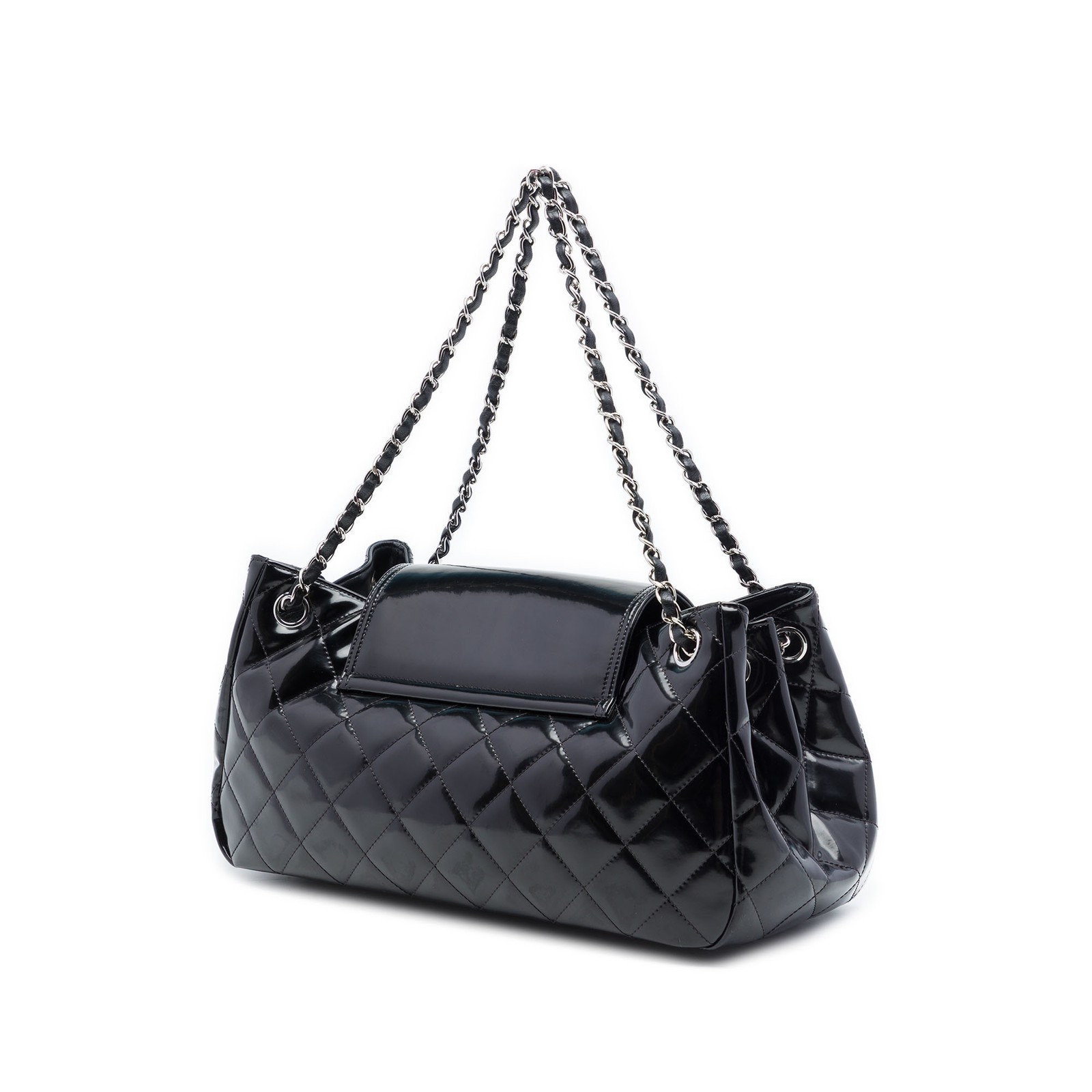 Chanel Quilted Patent Reissue 2.55 Accordion Flap Pre-Loved Shoulder Bag Black
