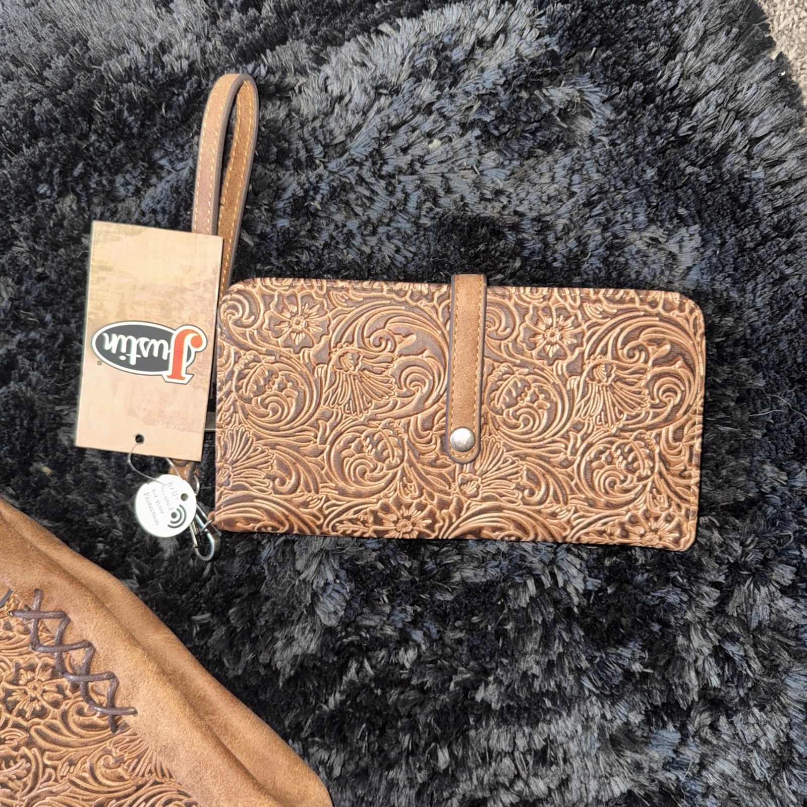 NWT! Justin Western tooled Floral Concealed Carry Handbag W/ Wallet & Gunmetal