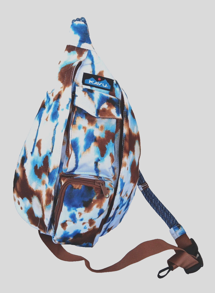 Kavu Rope Sling Bag Crossbody Ink Burst White, Blue and Brown in Mint Condition
