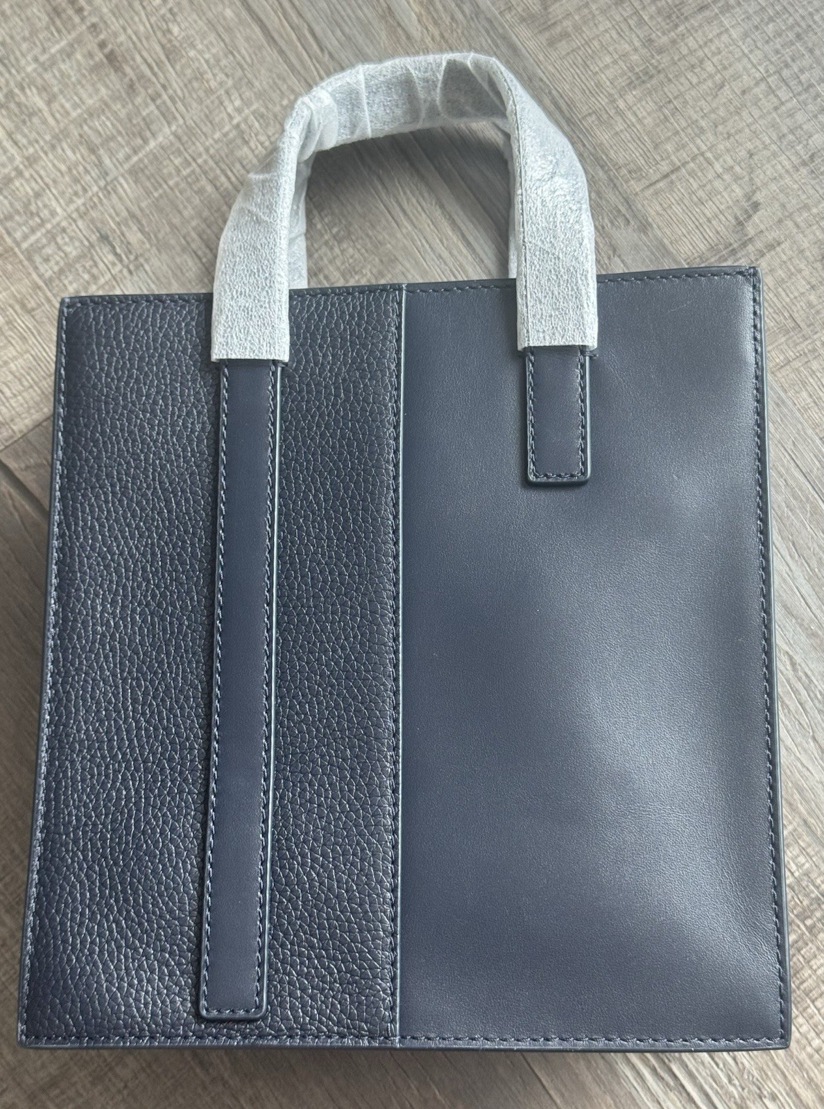 We-AR4 Dark Navy Blue Leather Square Crossbody Handbag NWT