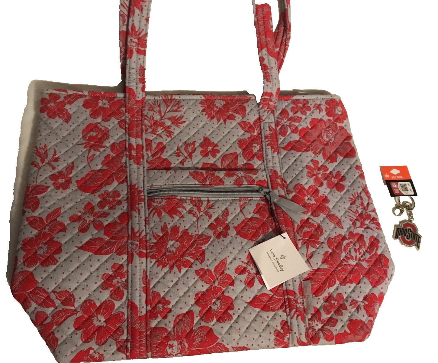 The Ohio State University Key Chain and Vera Bradley Gray & Red Large Tote NWT