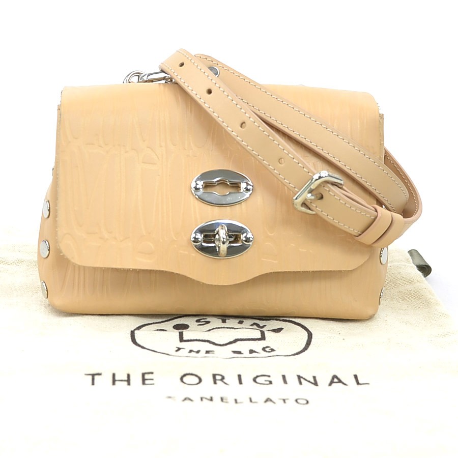Auth ZANELLATO Shoulder Bag Beige Leather/Silvertone – h31319g