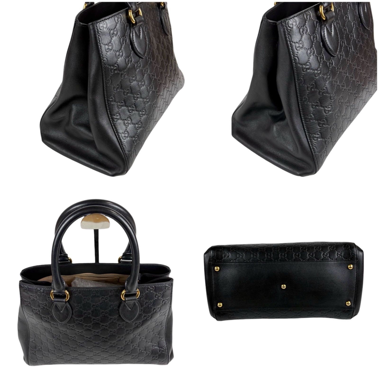 Gucci Leather Black Tote Bag Handbag Pre-Owned Women Purse Designer Luxury Bag