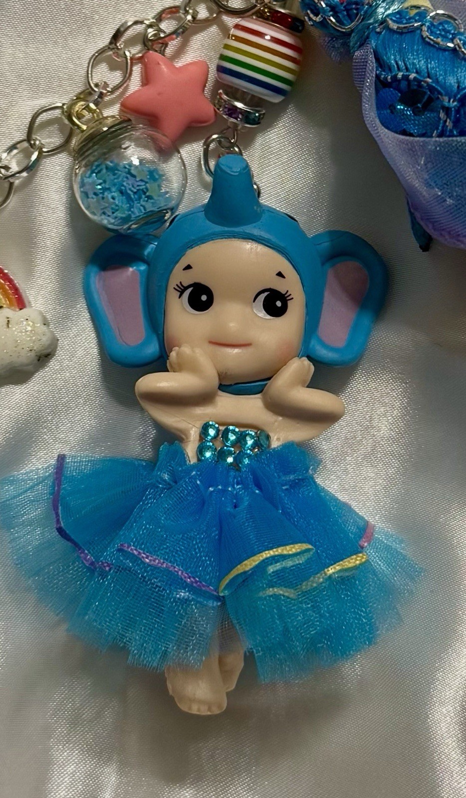 Custom made Elephant Doll Bag Charm Blue Sonny Angel Style Kitsch Vibe