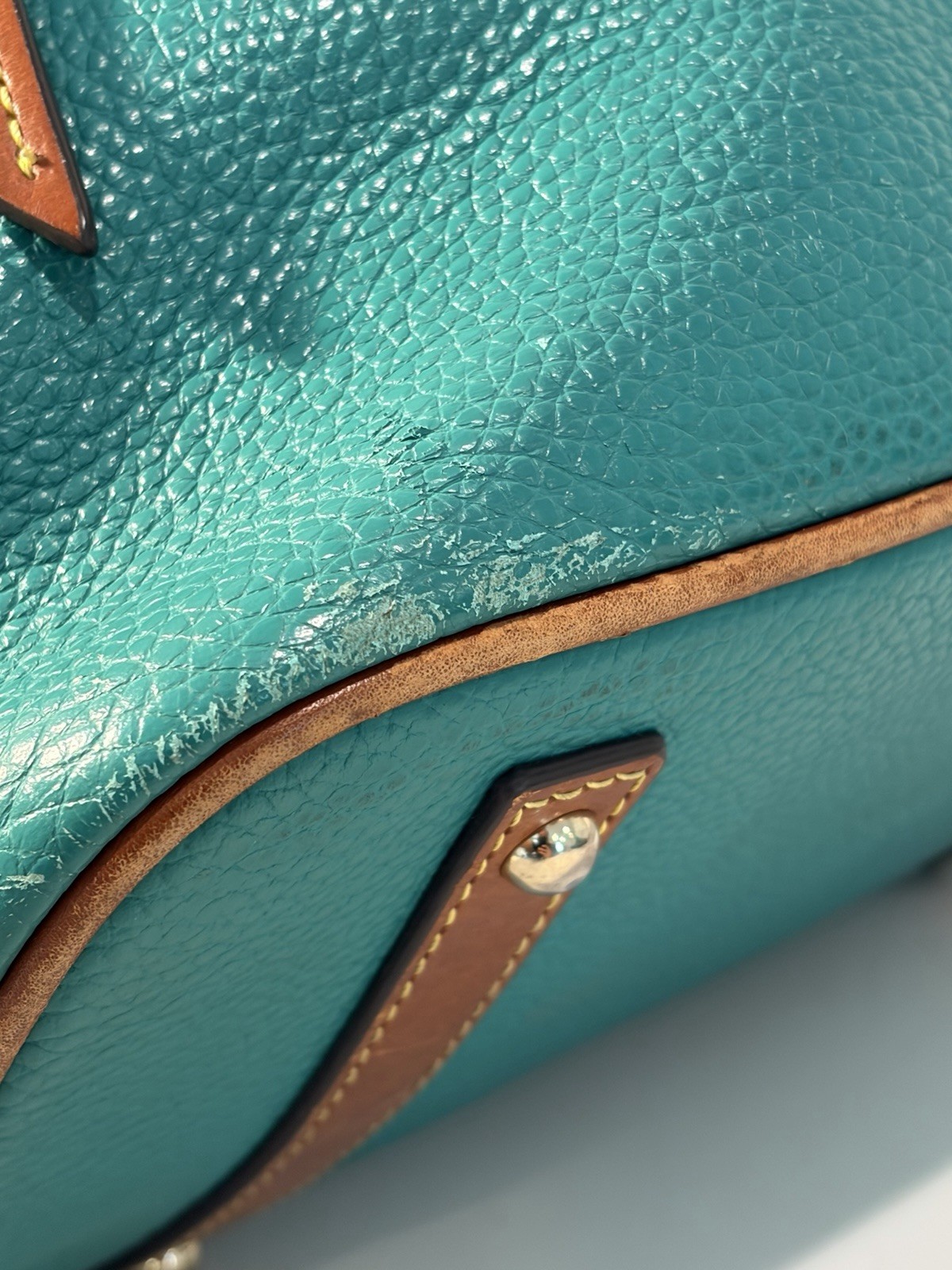 Dooney & Bourke Pebble Grain Leather Tasha Drawstring Shoulder Bag – Teal