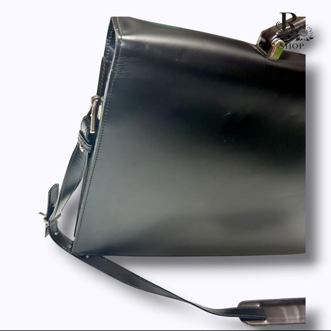 Salvatore Ferragamo Briefcase Dark Brown Leather Size: W16.5xH12.2 in.