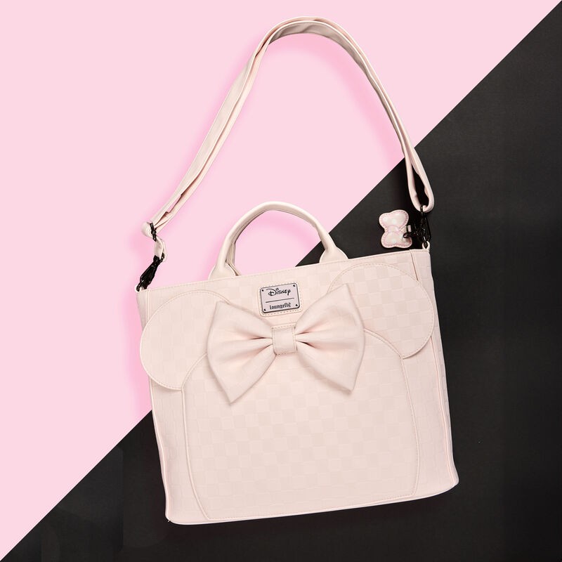 Loungefly Minnie Mouse Checkered Texture Convertible Backpack&Tote Crossbody Bag